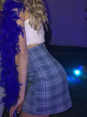 Brandy Melville Blue Plaid Mini Skirt